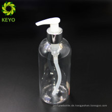 Runde weiße Plastikflasche 250 ml Pumpflasche 8oz transparente kosmetische ovale Plastikflasche transparent mit Aluminiumkappe